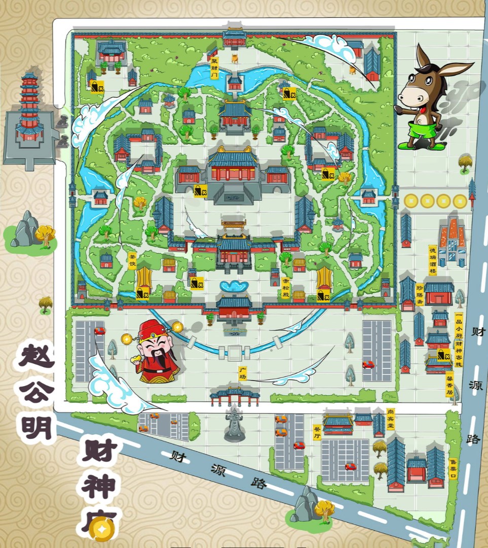 务川寺庙类手绘地图